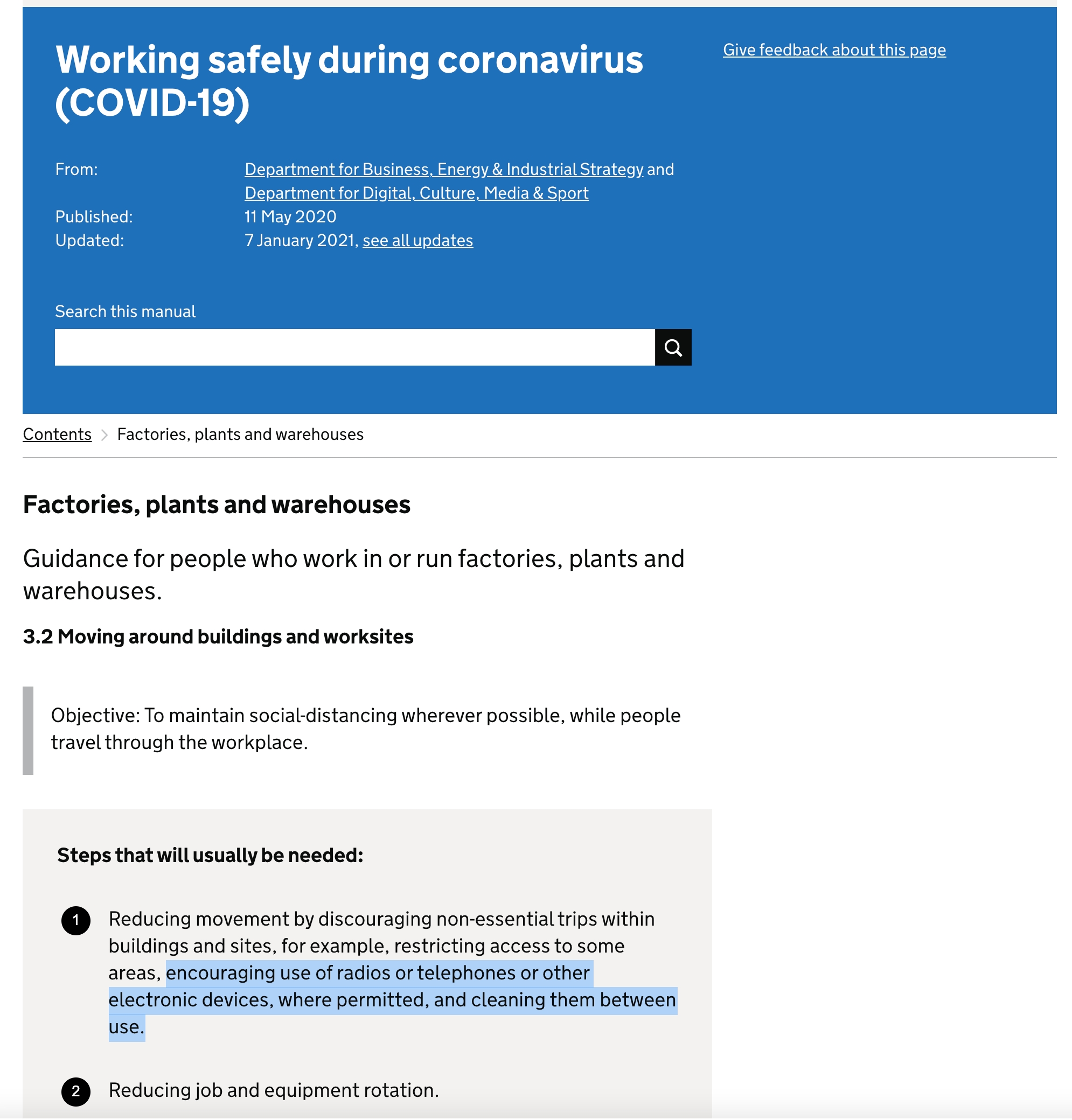 Working safely during coronavirus